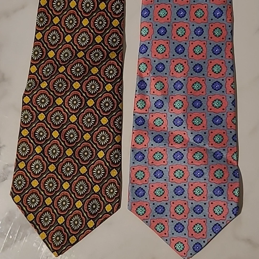 J. Crew Men's SILK Patterned Ties Multicolor Set (2) Career Professional Preppy